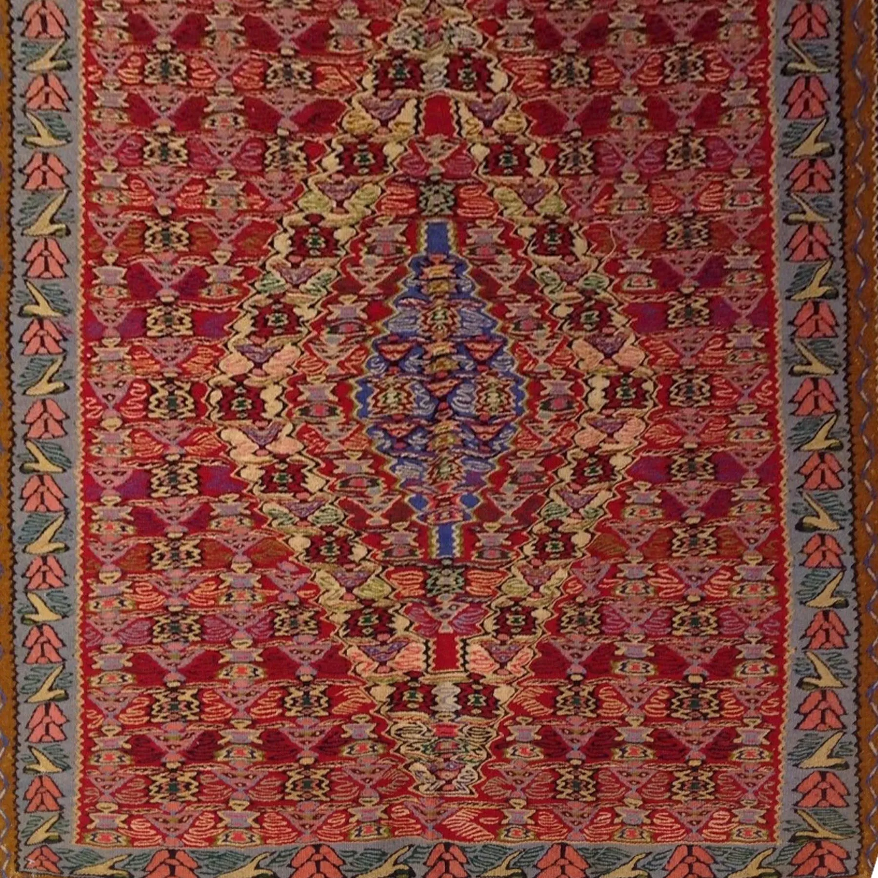 Hand-Woven Senneh Kilim Geometric Design Handmade Wool Rug (Size 4.0 X 4.8) Brral-4890