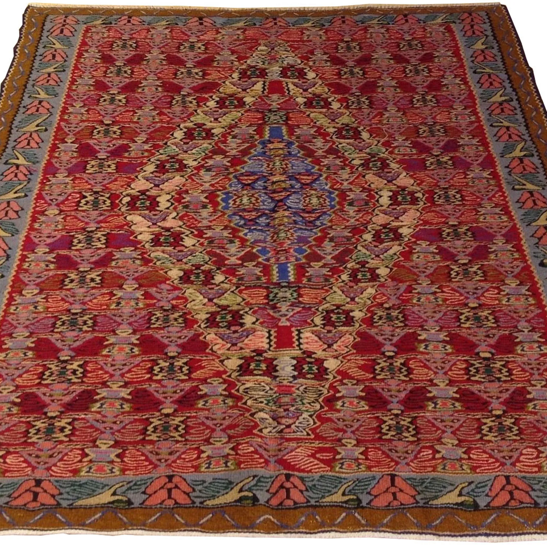 Hand-Woven Senneh Kilim Geometric Design Handmade Wool Rug (Size 4.0 X 4.8) Brral-4890