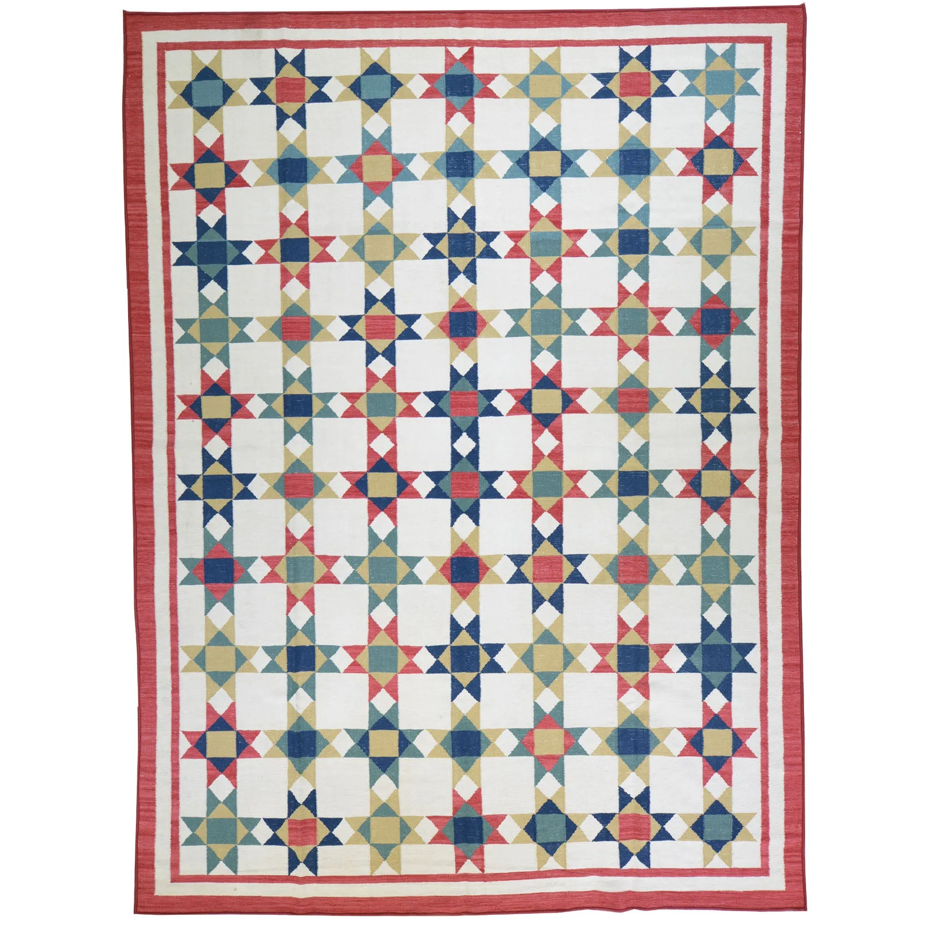 Hand-Woven Southwestern Design Handmade Flatweave Wool Rug (Size 7.11 x 11.7) Cwral-6957