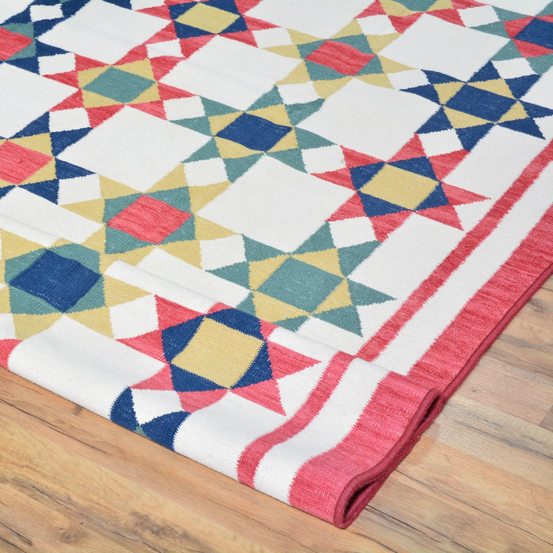 Hand-Woven Southwestern Design Handmade Flatweave Wool Rug (Size 7.11 x 11.7) Cwral-6957