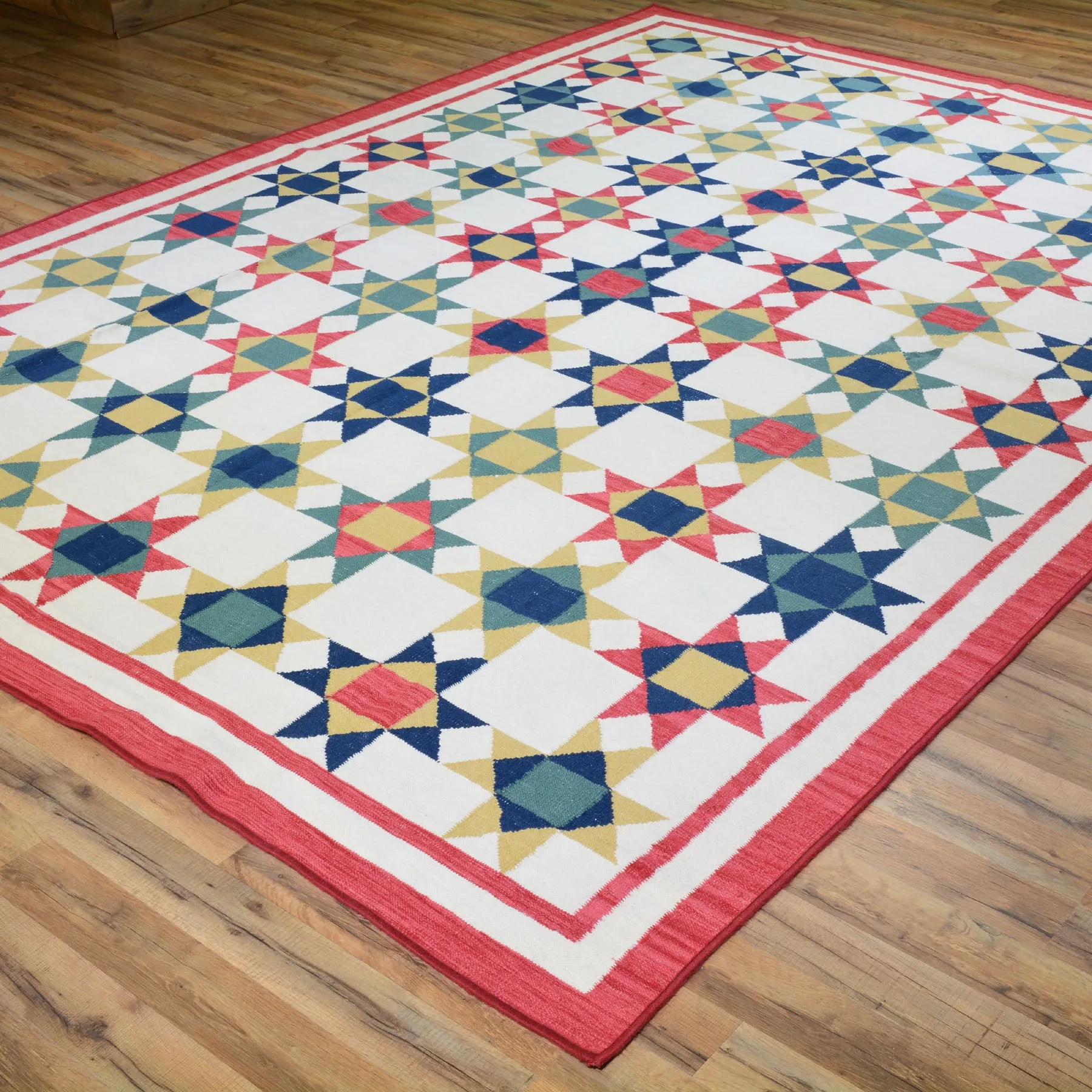 Hand-Woven Southwestern Design Handmade Flatweave Wool Rug (Size 7.11 x 11.7) Cwral-6957