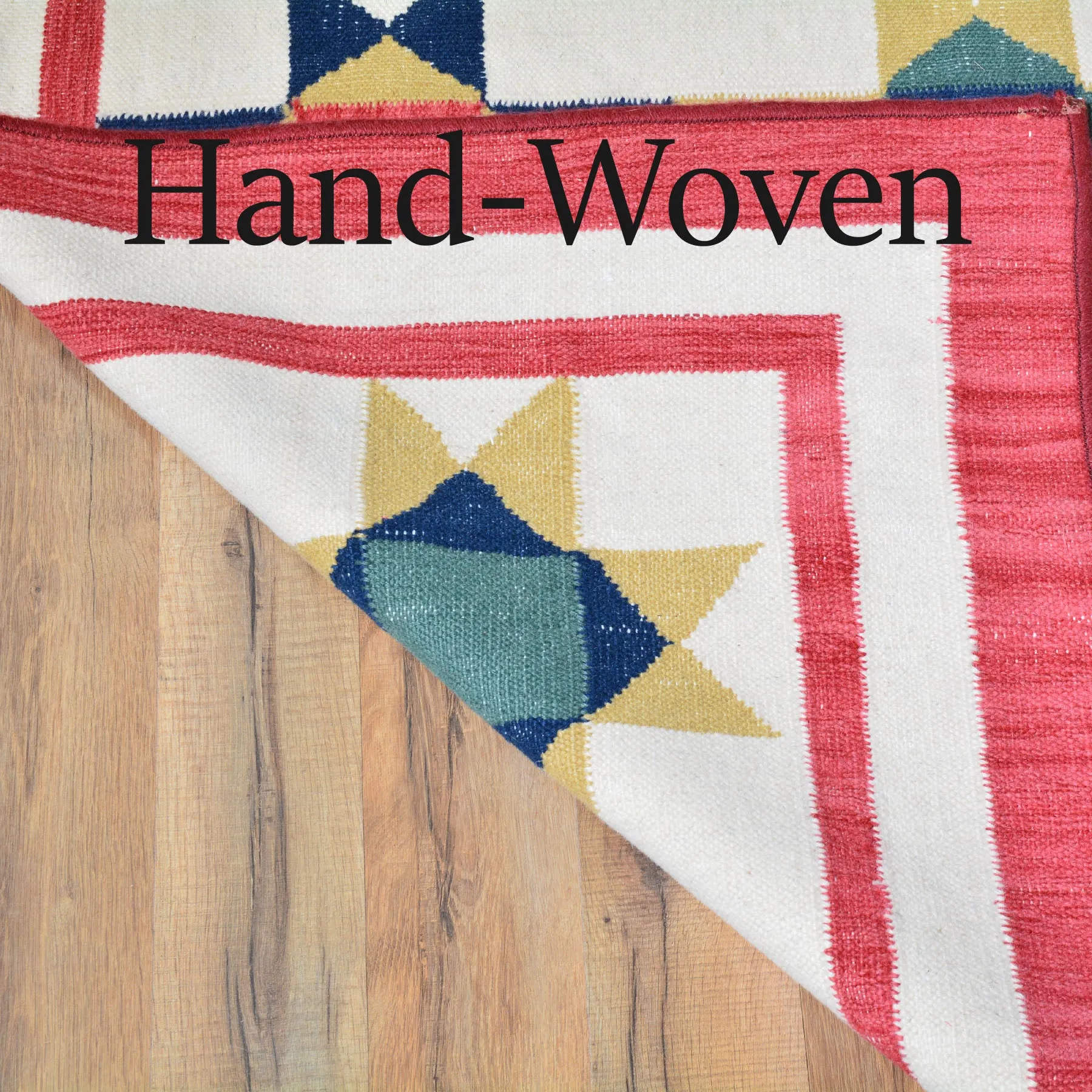 Hand-Woven Southwestern Design Handmade Flatweave Wool Rug (Size 7.11 x 11.7) Cwral-6957