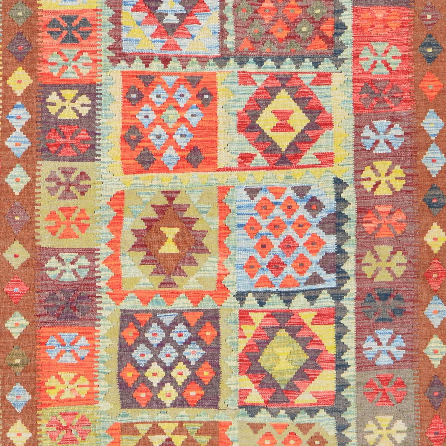 Hand-Woven Tribal Geometric Design Kilim Wool Rug (Size 5.9 X 8.3) Brral-2949