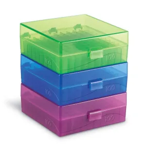 Heathrow Scientific 120202 100-Well Microtube Storage Box, Green
