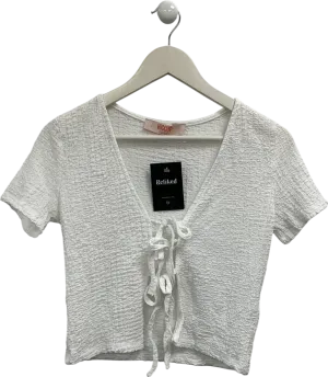 hiccup White Tie Front Textured Top UK S
