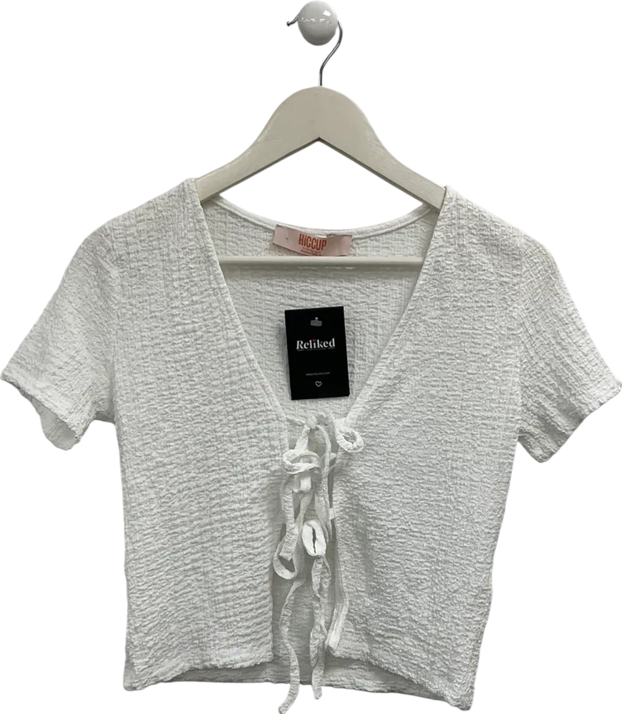 hiccup White Tie Front Textured Top UK S