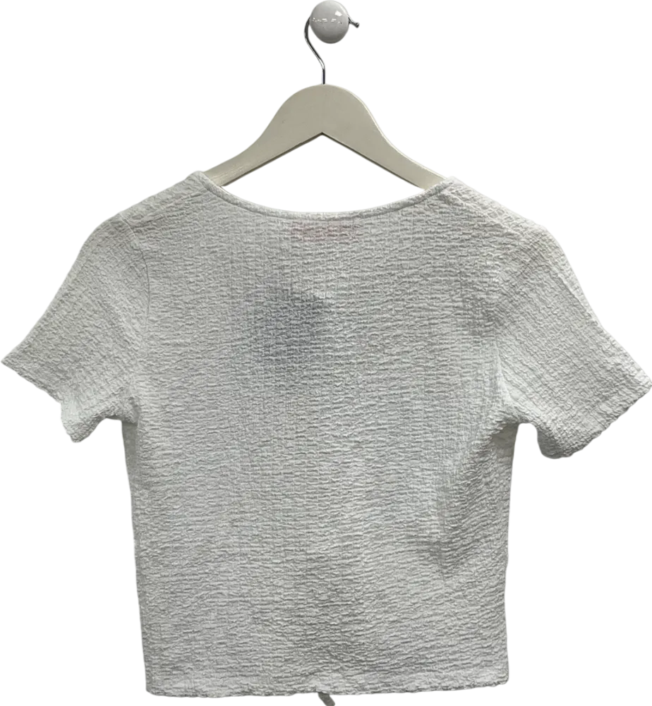 hiccup White Tie Front Textured Top UK S