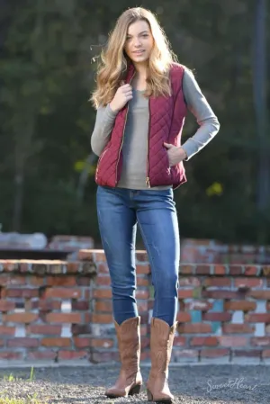 Hold Me Tight - Quilted Vest in Burgundy