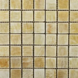 Honey Onyx 1 X 1 Polished Premium Mosaic Tile on Mesh (Box of 5 sq. ft.)