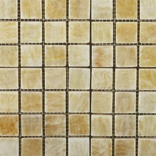 Honey Onyx 1 X 1 Polished Premium Mosaic Tile on Mesh (Box of 5 sq. ft.)