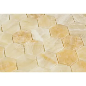 Honey Onyx 2 inch Hexagon Mosaic Tile, Polished