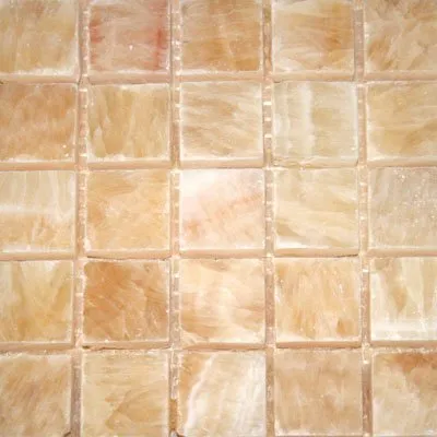 Honey Onyx 2x2 Polished Mosaics Meshed on 12" X 12" Sheet for Backsplash, Shower Walls, Bathroom Floors. Minimum Purchase 28 Sheets