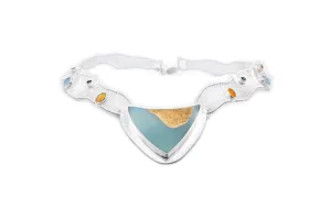 Hope - 24k Gold Fumed Chalcedony Druze  Starry Night Woven Neckpiece