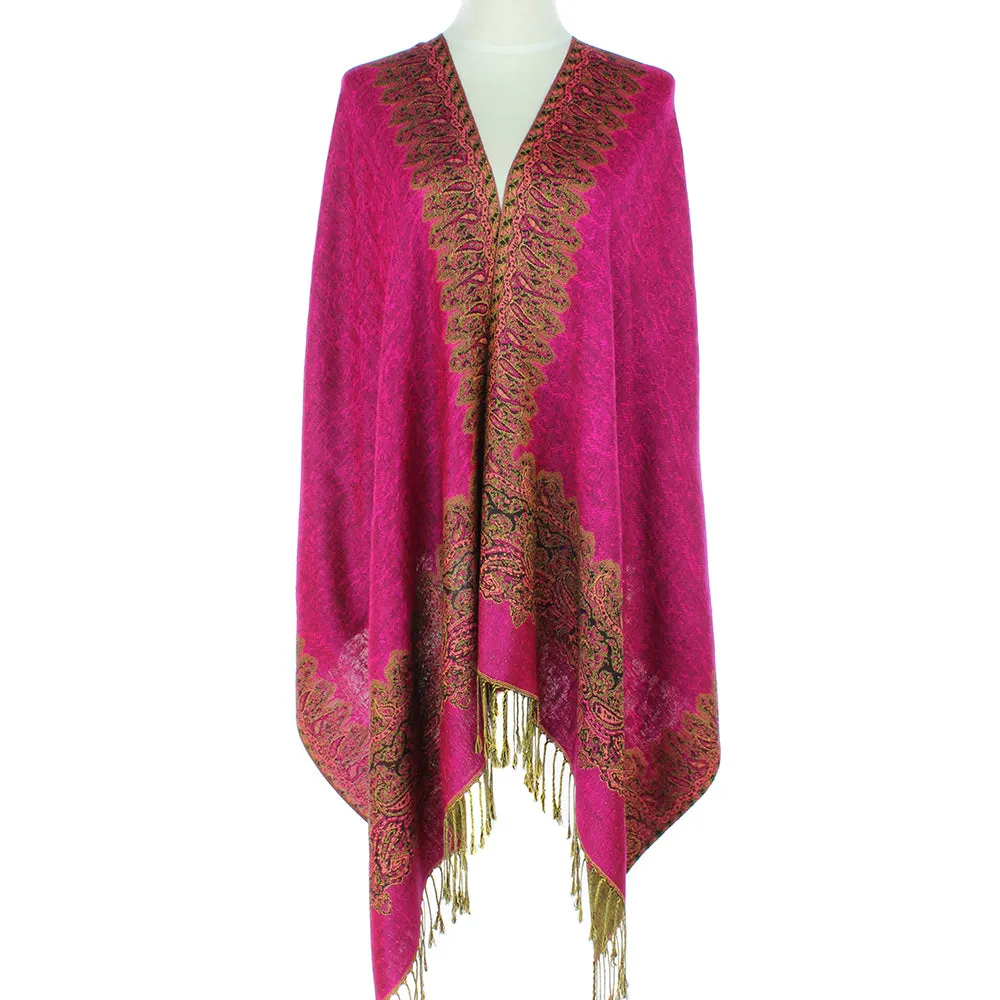Hot Pink/Gold Constantinople Pashmina