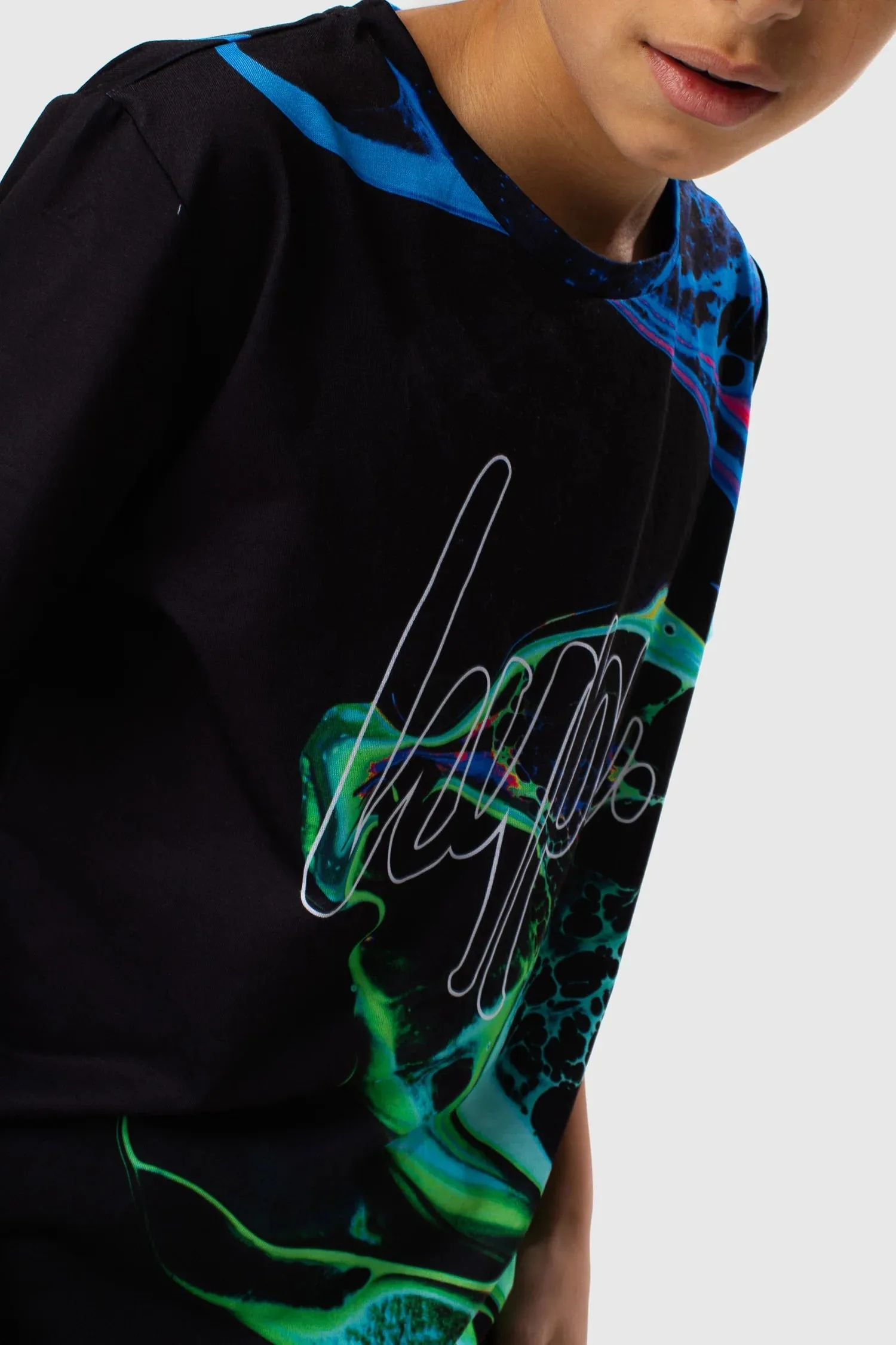Hype Black Marble Ink T-Shirt Zuao-590