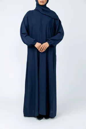 Instant Prayer Abaya with Mid Zip - Navy