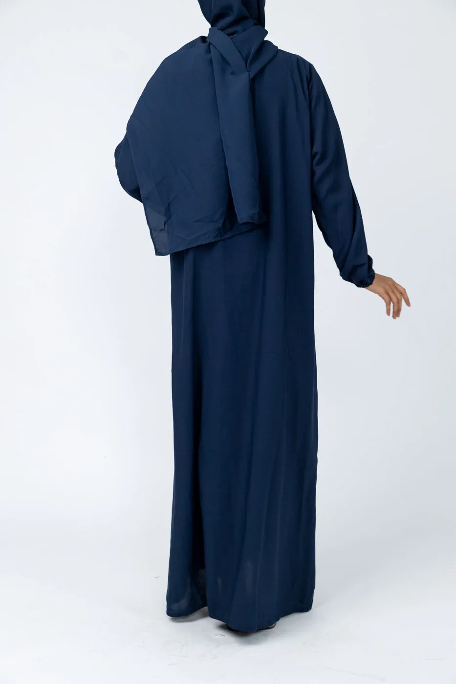 Instant Prayer Abaya with Mid Zip - Navy