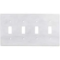 Italian Carrara White Marble Switch Plate Cover, Polished (4 TOGGLE)