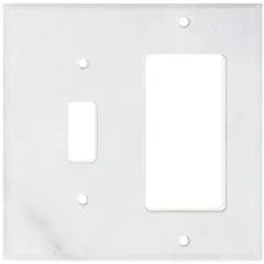 Italian Carrara White Marble Switch Plate Cover, Polished (TOGGLE ROCKER)