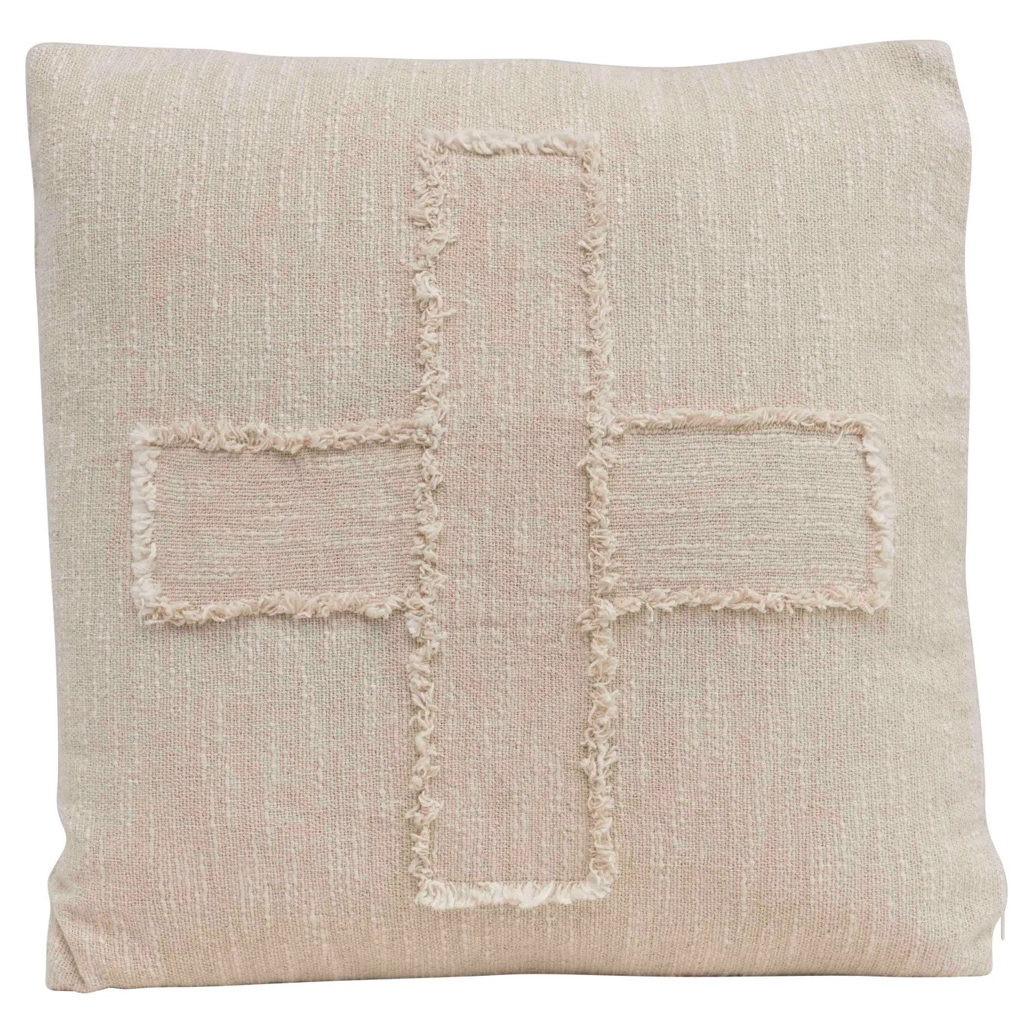 IVORY SWISS CROSS COTTON SLUB PILLOW