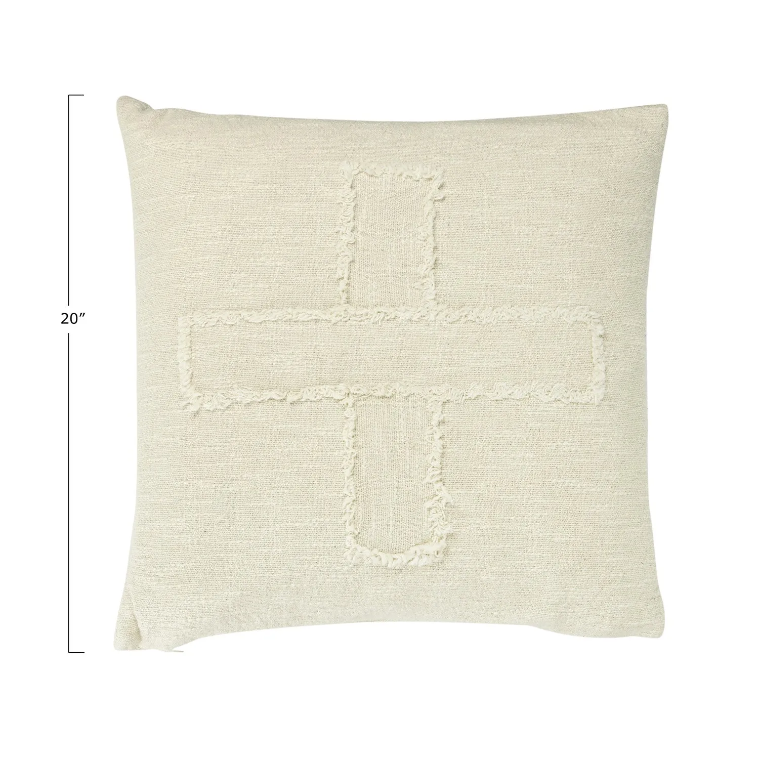 IVORY SWISS CROSS COTTON SLUB PILLOW