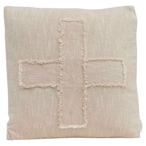 IVORY SWISS CROSS COTTON SLUB PILLOW