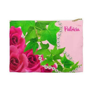 Ivy and Pearls Pink and Green  Accessory Pouch