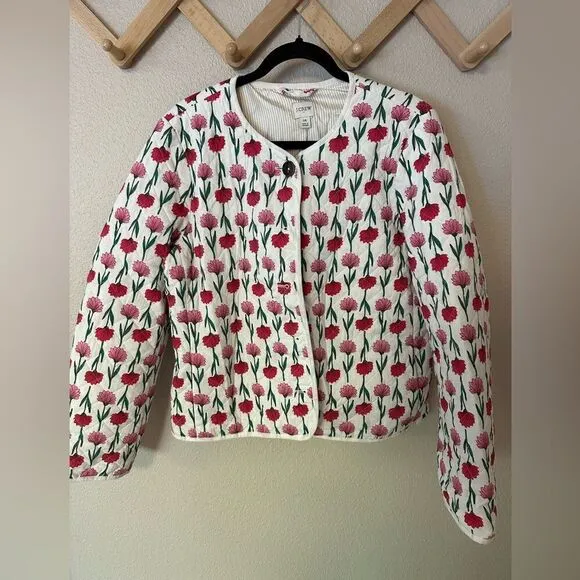 J. Crew Quilted Floral Print Jacket, Size 14