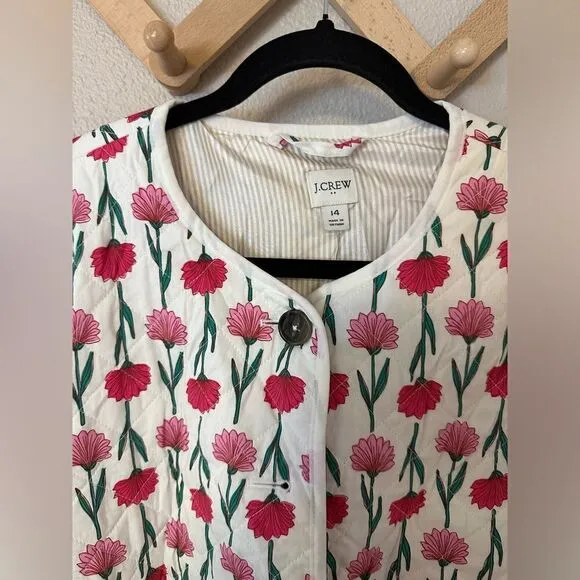 J. Crew Quilted Floral Print Jacket, Size 14