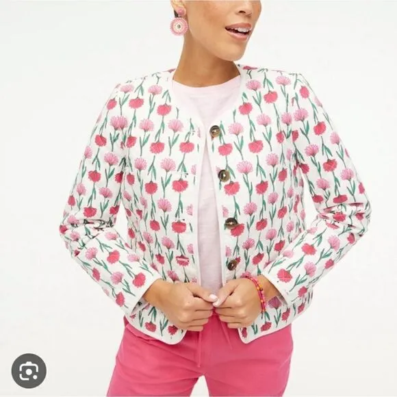 J. Crew Quilted Floral Print Jacket, Size 14
