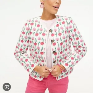 J. Crew Quilted Floral Print Jacket, Size 14