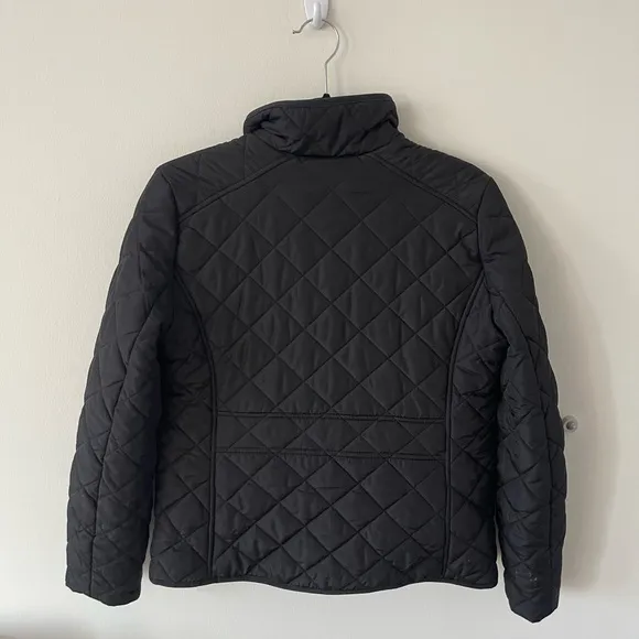 J.Crew Black Quilted Puffer Jacket Gold Detail