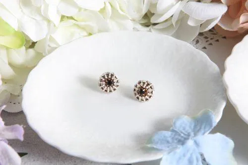 Jet Jem Round Floral  Studs