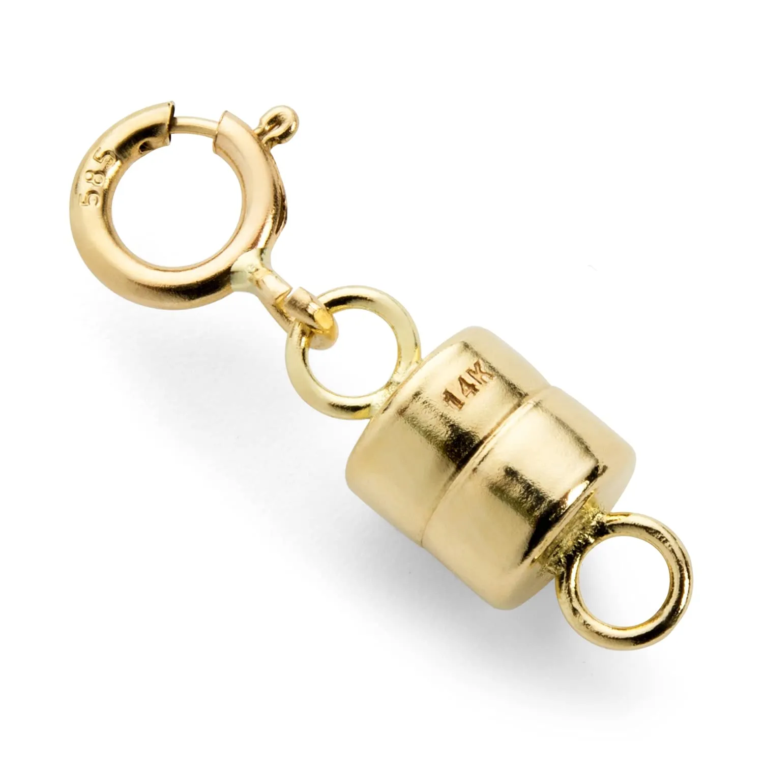 Jewelili Yellow Gold Filled Round Magnetic Clasp Converter for Necklace or Bracelet with Spring Ring, 2 Clasps