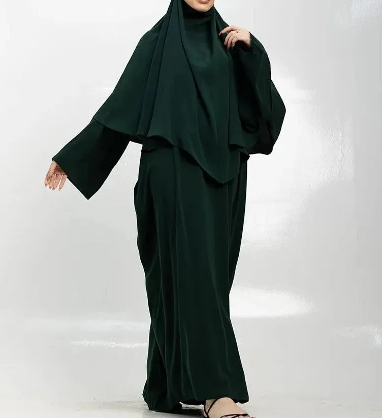 Khimar Abaya - Bottle Green