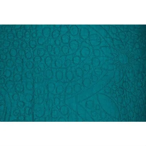 King size 3-Piece Turquoise 100% Cotton Quilted Bedspread with Shams