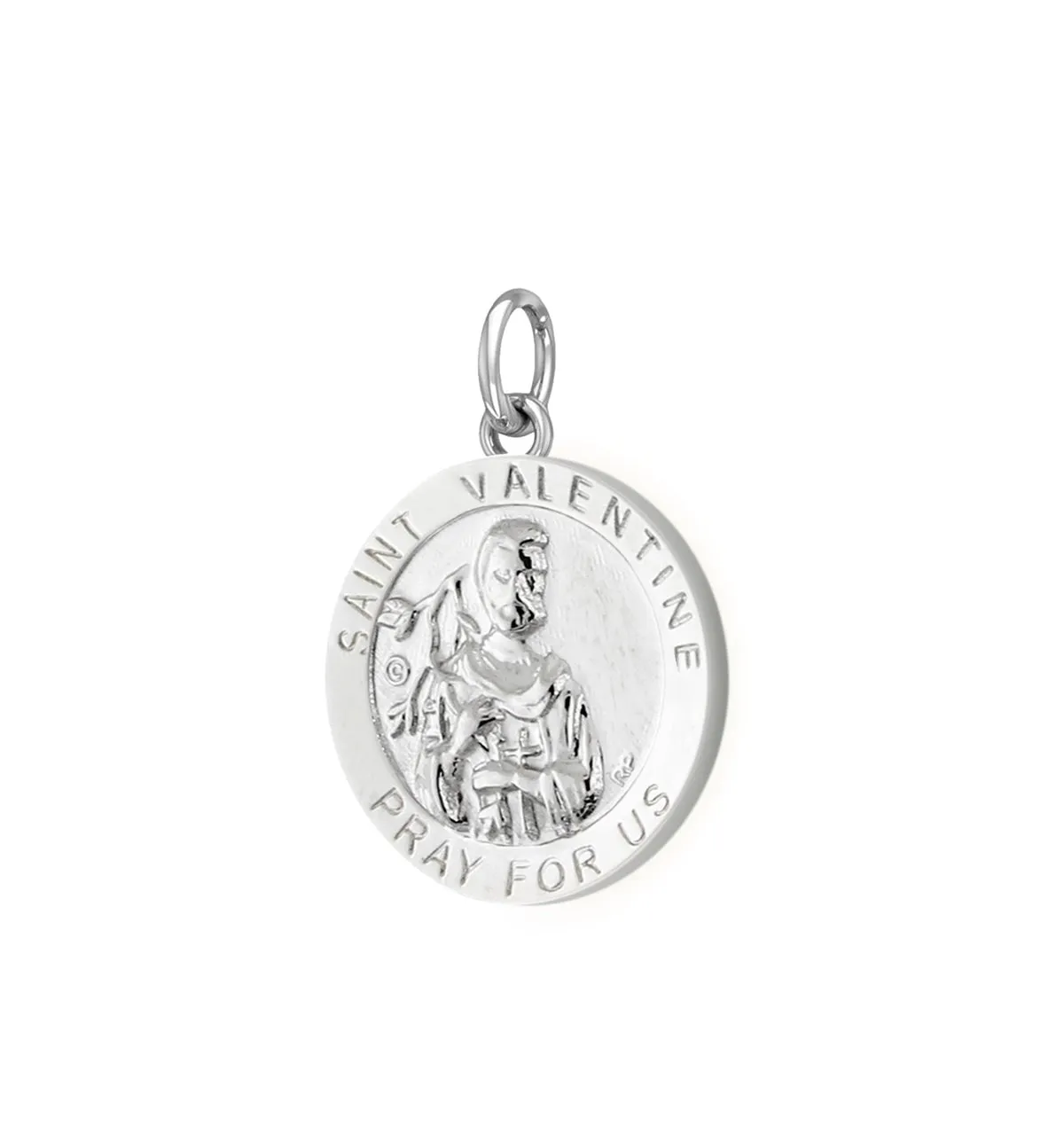 Ladies 925 Sterling Silver 18.5mm Polished Saint Valentine Medal Pendant Necklace