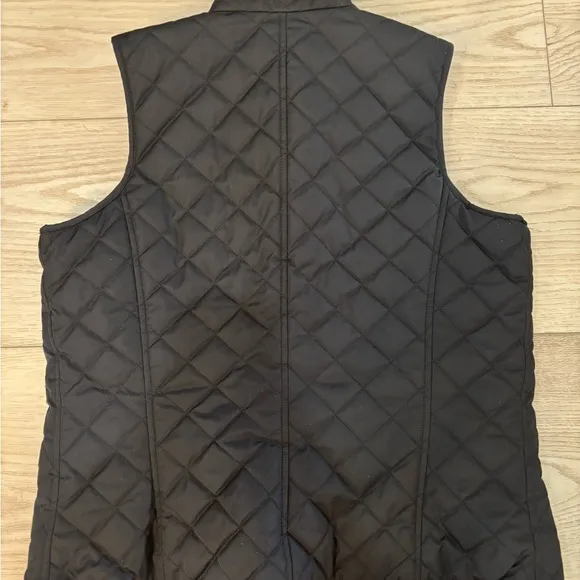 Lauren Ralph Lauren Womens Petite Small Quilted Reversible Vest Black White P/S