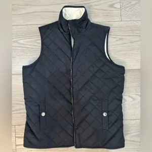 Lauren Ralph Lauren Womens Petite Small Quilted Reversible Vest Black White P/S