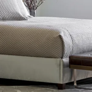 Laurie Diamond Quilted Queen Coverlet Stone Basketweave 96X98
