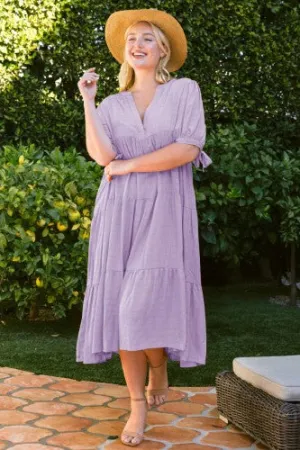 Lavender Tiered Woven Maxi Dress