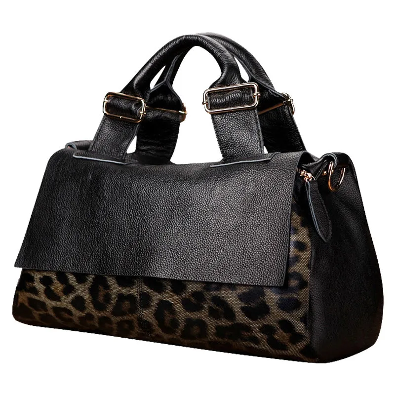 Leopard print shoulder handbag