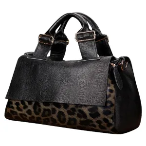Leopard print shoulder handbag