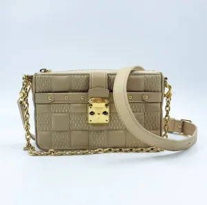 Louis Vuitton Beige Leather Quilted Pochette Troca Shoulder Bag