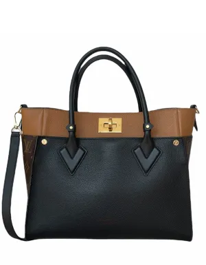 Louis Vuitton Black Calfskin & Monogram On My Side Tote Bag