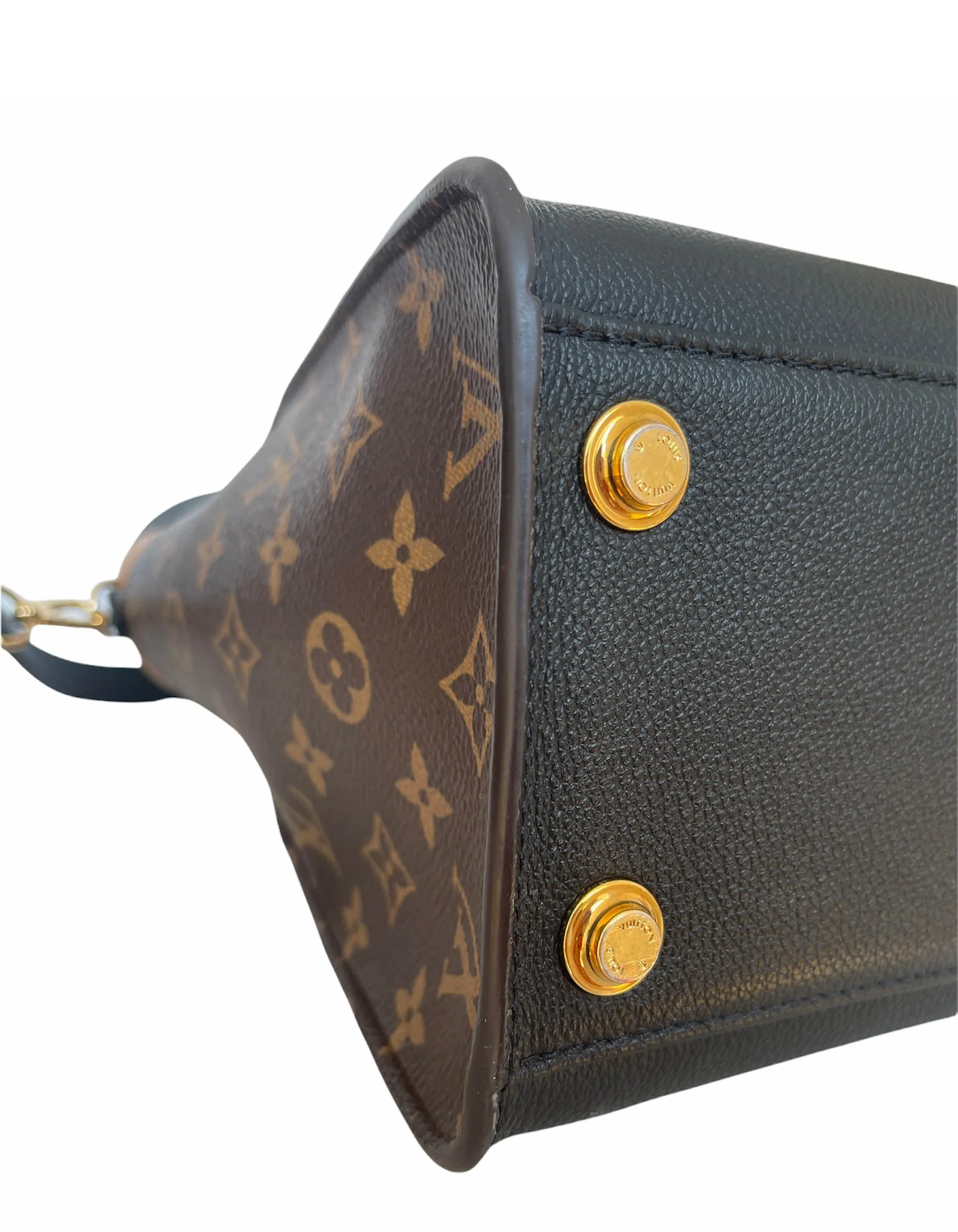 Louis Vuitton Black Calfskin & Monogram On My Side Tote Bag