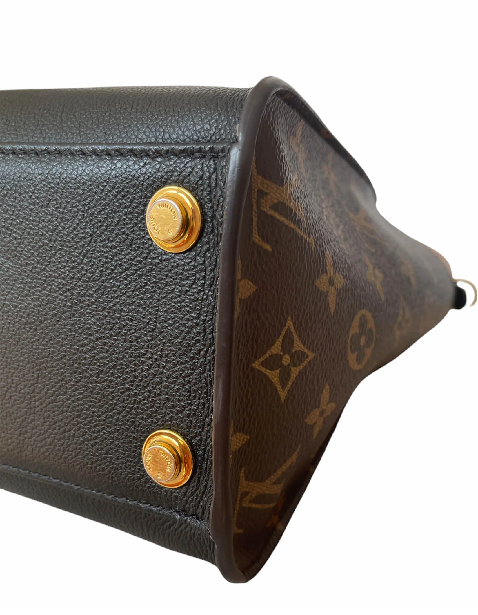 Louis Vuitton Black Calfskin & Monogram On My Side Tote Bag