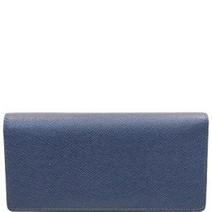 LOUIS VUITTON Brazza Taiga Leather Bifold Wallet Blue