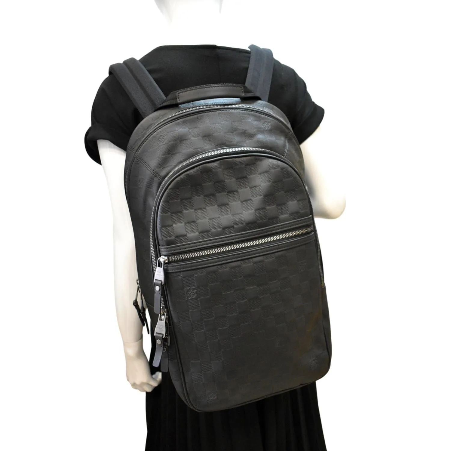 LOUIS VUITTON Michael Damier Infini Leather Backpack Bag Black