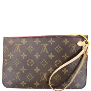 LOUIS VUITTON Pochette Wristlet Pouch Monogram Canvas Neverfull MM/GM Brown
